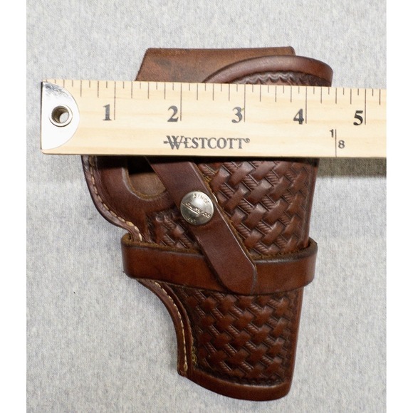 Vtg George Lawrence Brown Leather Basket Weave Holster ICB 654 Outdoors Utility - Picture 11 of 12